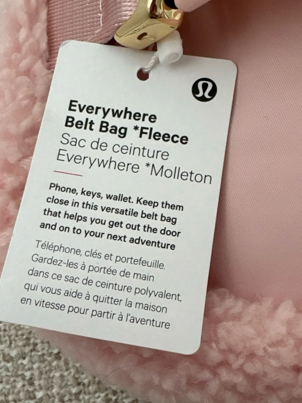lululemon athletica Pink Sherpa Belt Bag